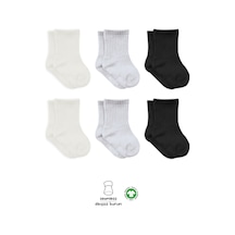 Bistyle Basic 6'lı Penye Düz Soket Çorap Bs6002 Ekru Gri Siyah 001