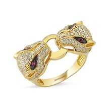 Kaplan Altın Yüzük Çift Başlı 14K Gold 416290776