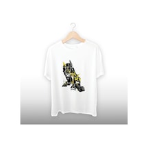 Batman Detaylı Unisex Tişört Beyaz