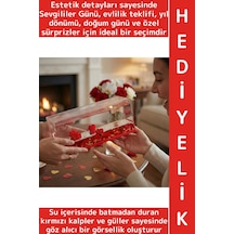 Dekoratif Hediyelik Sevgililer Günü Yıldönümü Özel Gün Evlilik Romantik Batmayan Kalp Güllü Akvaryum