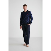 U.S. Polo Assn. U.s Polo Assn 18713 Erkek Bordo Yuvarlak Yaka Pijama Takımı Lacıvert