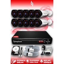 Bayicam 10 Kameralı Uzay 10 Dış Kamera Set 2 TB HDD Full HD Gece Görüşlü Güvenlik Kamerası Sistemi