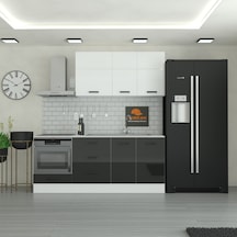 210 Cm Mutfak Dolabı Mdf Kapak Tezgah Dahil Yrkn210 99 Siyah