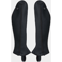 Tattini Unisex Hakiki Deri Siyah Binici Konç Çizme 990 Gambalı Strech Konc Sıyah