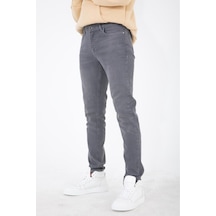 Erkek Gri Slim Fit Taşlamalı Kot Pantolon Hlthe001942