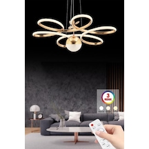 İstanbul Avize Papatya Gold 3 Renk Ledli Kumandalı Modern Led Avize Gold