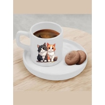 Türk Kahvesi Fincanı Kedili Fincan Renkli