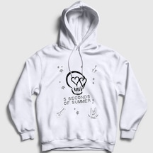 Presmono Unisex Skull 5 Seconds Of Summer Kapüşonlu Sweatshirt Beyaz