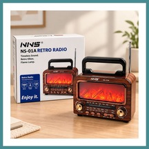 Bezos Şömineli Retro Radyo Hoparlör Bluetooth, Am/fm/sw, Usb/type-c, Tf Mac