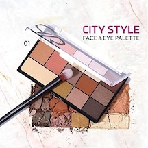 City Style Face & Eye No: 01 Warm Nude - Allık, Bronzer, Aydınlatıcı Ve 9'lu Far Paleti 2 Paketi 0