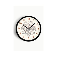 Mandala Tarzı Çiçek Çizimi Modern Duvar Saati - 30cm - Önü Camlı Siyah Kasa - Sessiz Mekanizma-jh0854 Siyah