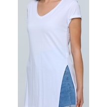 Winmoda34 Yırtmaçlı Tshirt Beyaz