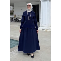 Rabia Şamlı Ela Modal Takım Lacivert Çok Renkli