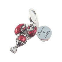 Kırmızı Istakoz Sallantılı Charm Gümüş