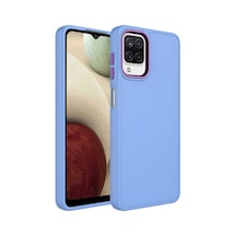 Zore Galaxy M22 Kılıf Metal Çerçeve Ve Buton Tasarımlı Silikon Nvth Luna Kapak - Lila