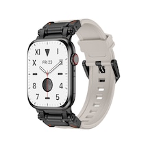 Watch 7 45mm Mtr- Krd-101 Titanyum Metal Başlıklı Silikon Kordon-siyah-starlight