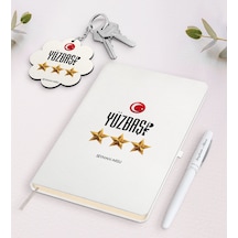 Kişiye Özel Yüzbaşı Beyaz Defter Kalem Ve Anahtarlık Seti