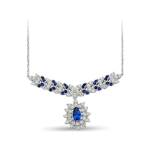 Mavi Damla Taşlı Altın Kolye