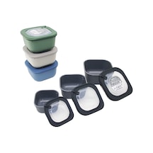 Softchef-00685 Line 3'lü Set Renkli Plastik Saklama Kabı 600-1100-1800ml Vakum Kapaklı- 12'li Paket Diğer