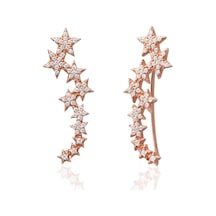 Emılıano Jewellery Silver 925 Ayar Zirkon Taşlı Yıldız Küpe Gold - Gümüş