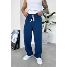Lacivert Beach Walk Muslin Kumaş Baggy Pantolon Lacivert