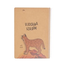 Çizgili A4 Spiralli Defter - 100 Yaprak Asorti Renkler Açık Gri