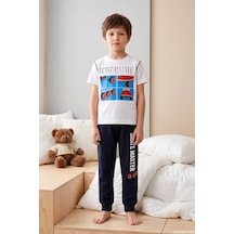 Remsa Erkek Çocuk Kısa Kol Penye Pijama Takımı 4269 Bej03