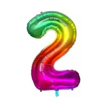 34 Inç 80 Cm Gökkuşağı Folyo Rakam Balon 2 Beyaz