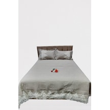 Yatak Örtüsü Zümrüt Çift Kişilik Dantelli Krem %80 Pamuk El Yapım Açık Kahverengi