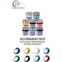 8'li Opak & Transparan Sıvı Pigment Boya Seti / Epoksi Için