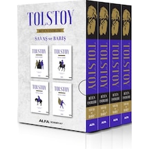 Tolstoy Bütün Eserleri Savaş ve Barış Seti-4 Kitap Takım-Özel Kutulu - Lev Nikolayeviç Tolstoy - Alfa Yayıncılık