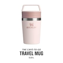 Cafe To-go Travel Mug Termos Bardak, 0.23 Litre, Pembe Kuvars Rose Quartz Açık Beyaz