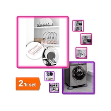 Tencere Kapağı Organizeri 6 Bölmeli Raf + Çamaşır Makinesi 4 Adet Titreşim Engelleyici - 2li Set V7m Belirtilmemiş