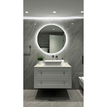 Digital Hayat Beyaz Led Işıklı Yuvarlak Ayna Dekoratif Banyo Makyaj Aynası 50cm - 80cm Beyaz