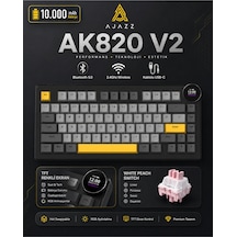 Ak820 V2 Ekranlı, Kablosuz Mekanik Oyun Klavyesi-10.000 Mah Batarya
