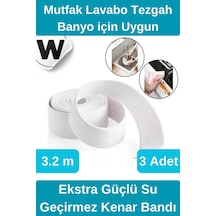 Premium Su Geçirmez Sızdırmaz Küf Yalıtım Banyo Mutfak Lavabo Beyaz Kenar Şerit Bant 3.2m 3 Adet
