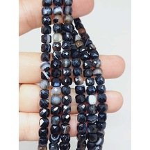 Akik Taşı Küp Şekilli Faset Kesim 4mm Dizi 55992 Çok Renkli