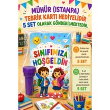 Okula Yeni Başlayan Öğrencilere 5 Adet Hediye Seti Mühür Istampa Tebrik Kartı Hediyeli