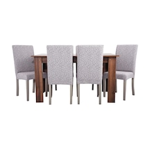Bej Jakarlı Esnek Model 6'Lı Sandalye Kılıfı