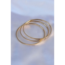 316l Çelik Gold Renk 3'lü Ajda Model Kadın 60 Mm Bilezik Gold