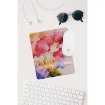 Renkli Çizimli Bilek Destekli Dikdörtgen Mouse Pad Mouse Altlığı. Mousepad