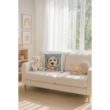Köpek Deseneli Kırlent Kılıfı Turkuaz V1 45x45 Turkuaz