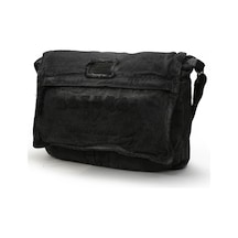 Cappadocia Vintage 4028 Gri Salaş Omuz Çantası Pamuk Kanvas Postacı 15.6 Laptop Okul Seyahat Günlük Vintage Retro Siyah