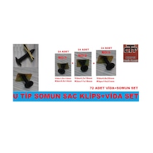 Sac Klips U Tip Sac Somunu No 1-2-3 72 Adet Set