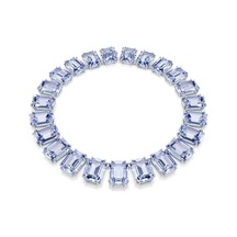 5714397 Millenia Tennis Necklace, Oversized Crystals, Octagon Cut, Blue, Rhodium Plated Metalik