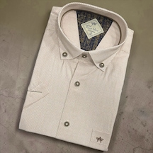 Eren Style Linen Keten Klasik %100 Cotton Kısa Kollu Terletmeyen Gömlek Krem