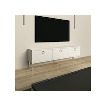 Maxi 150 Cm Tv Ünitesi Tv Sehpası Beyaz - Gümüş Beyaz-gümüş