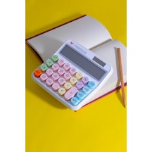 Hesap Makinesi Geniş Ve Renkli Tasarım Güneş Enerjili - Bl21255 Beyaz
