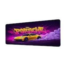 Porsche 911 Gt3 Rs Sarı Graffiti 40x90 Cm Oyuncu Mousepad Kaymaz Taban Büyük Boy Mousepad