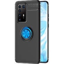 Newface - 131 - Huawei P40 Pro Kılıf Range Yüzüklü Silikon - Novapazr - - Siyah-mavi